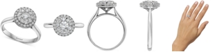 EFFY Collection EFFY&reg; Diamond Halo Cluster Engagement Ring (3/4 ct. t.w.) in 14k White Gold
